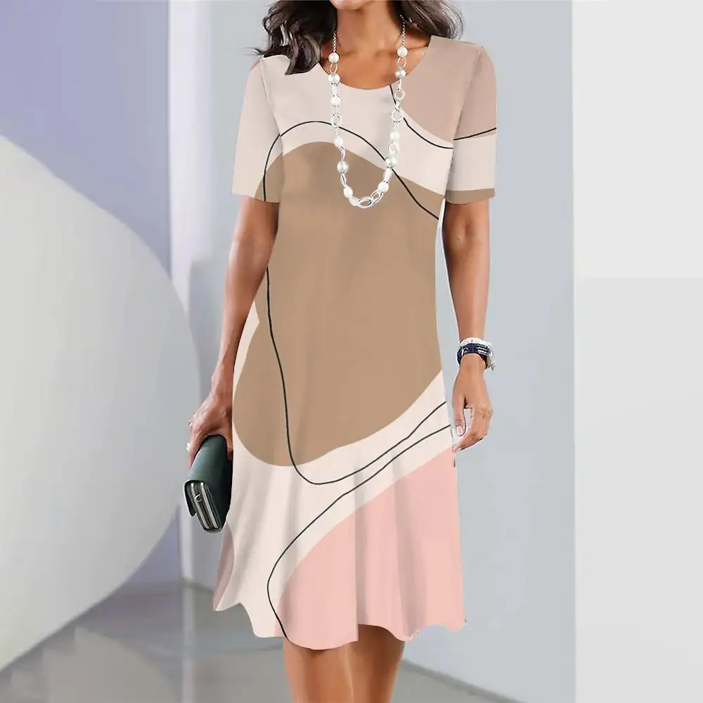 Новые женские платья с геометрическим изгибом и графическим принтом элегантные