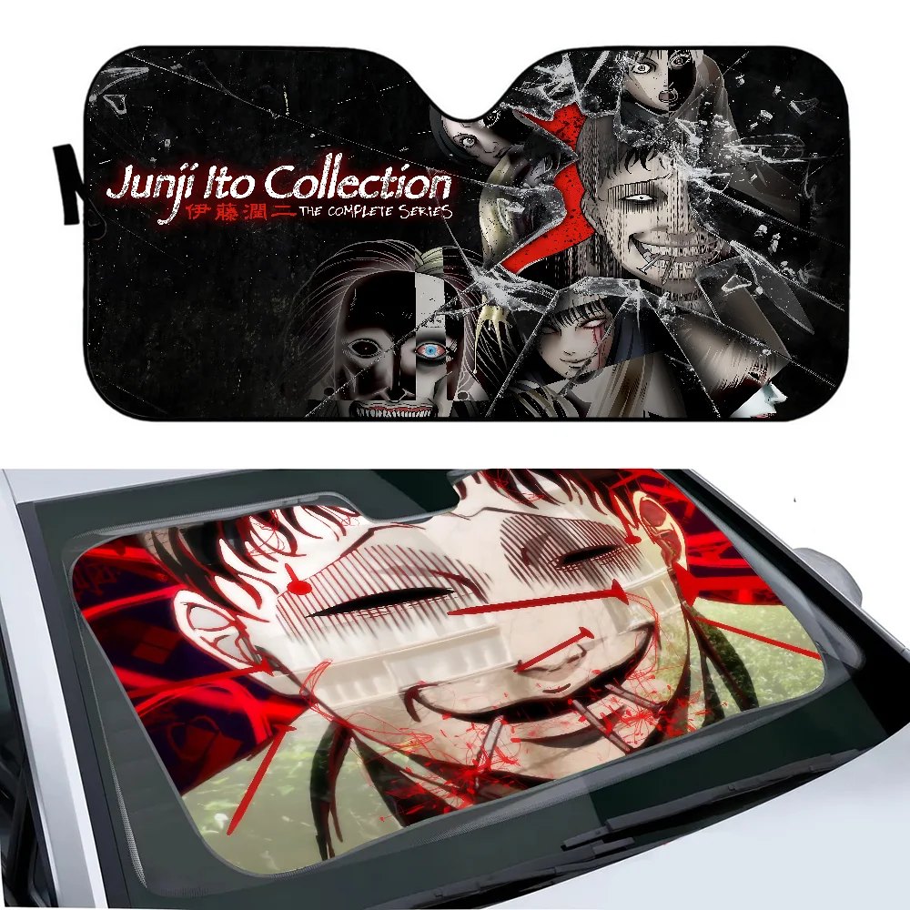 Фото Лобовое стекло автомобиля Horror Comics J-Junji I-Ito, складной солнцезащитный козырек, блок-отражатель, портативный дышащий экран с защитой от УФ-лучей №3