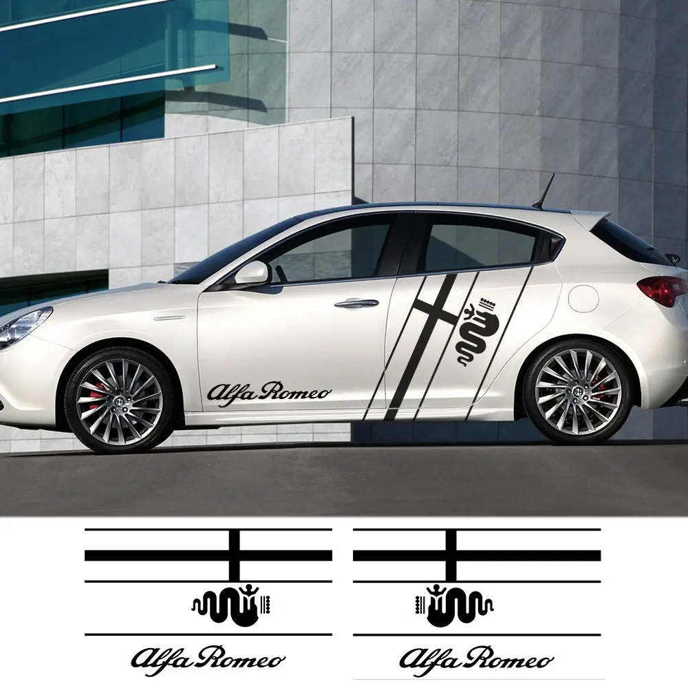 

2PCS Car Door Side Stickers For Alfa Romeo Giulia Giulietta 159 156 MITO Stelvio 4C 147 Sportiva Decals Tuning Auto Accessories