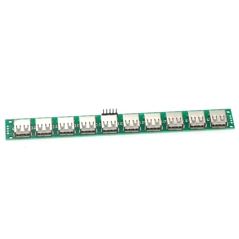 Фото Плата-адаптер USB 2.0 (женский) с 10 разъемами, тестовая плата, конвертер PCB, плата-переходник, вертикальная плата-адаптер 180 градусов №3