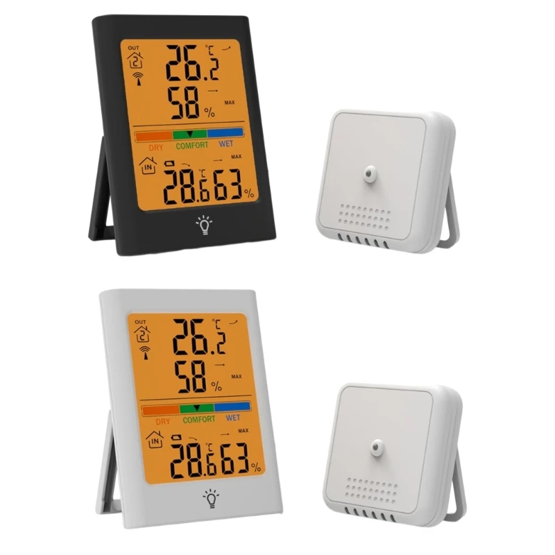 

Indoor Outdoor Thermometer Wireless 328ft/100m Accuracy Digital Hygrometer Humidity Meter Inside Outside Thermometer