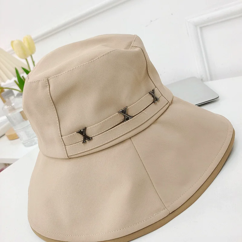 

2022 Spring Bucket-hats for Women Big Wide Brim Sun Hat Lady Letters Iron Sign Sunshine Fisherman Caps Outdoor Female Panama