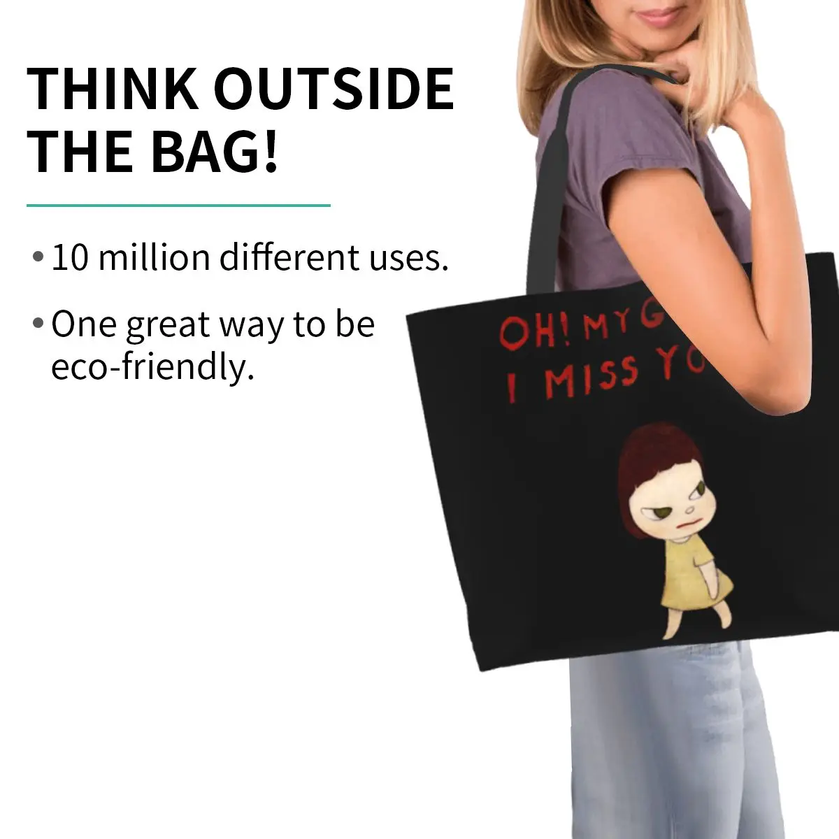 Yoshitomo Nara oh my god Женская сумка на плечо 40X50 см Большая Сумка для покупок Удобная