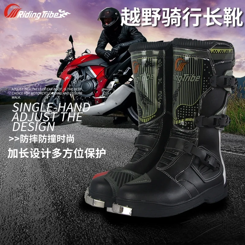 

Мотоциклетные ботинки для верховой езды, водонепроницаемая обувь из искусственной кожи, мотоциклетные ботинки с защитой от дождя, гоночные...