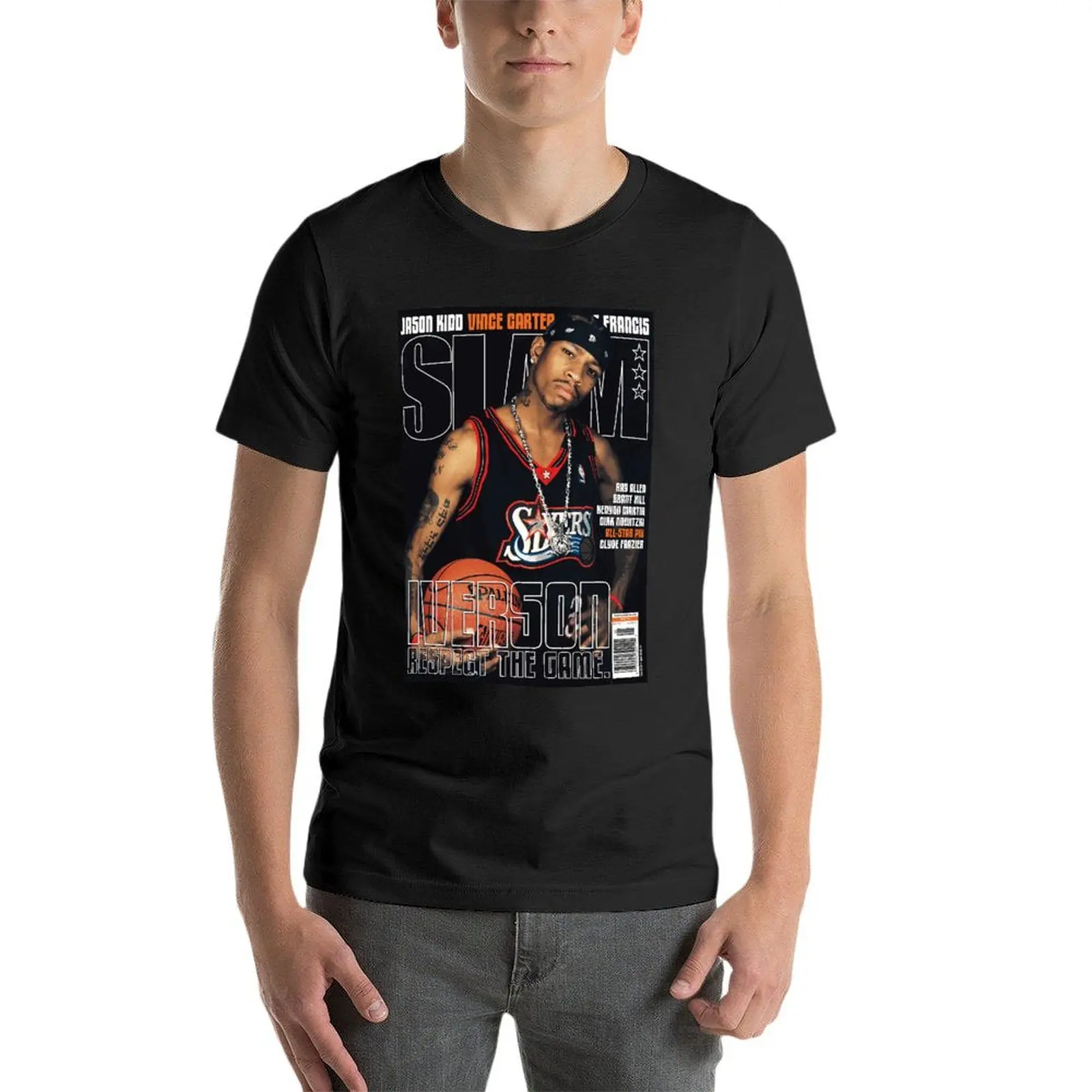 

Paolastore Allen Iverson Classic Slam Magazine Cover Oversize T-Shirt Personalized Men'S Clothing Short Sleeve Streetwear Plus S