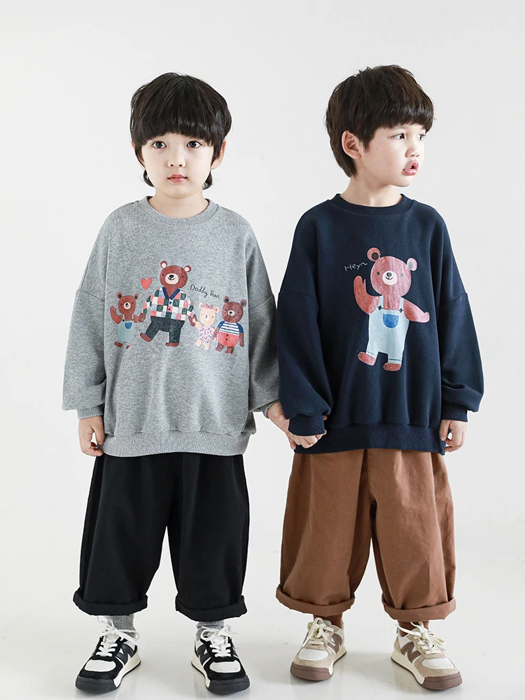 

2022 Boys Digital Printing Bear Sweater New Spring Fashion Fashion Long-sleeved Children's Baby Top
