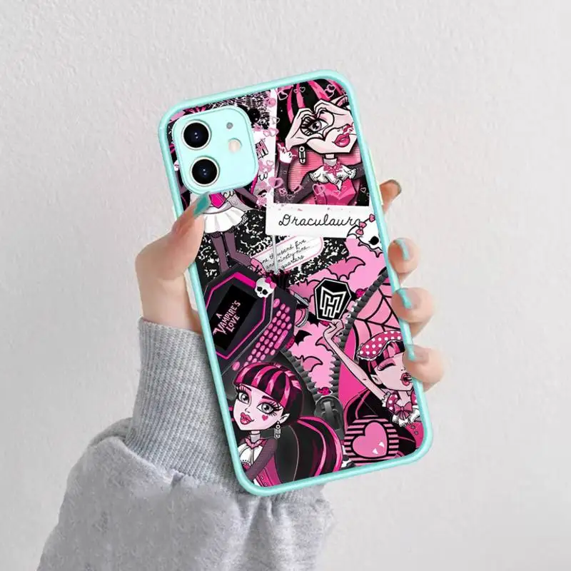 M-MonsterS Cartoon H-HighS Phone Case for iPhone 14 11 12 13 Mini Pro Max 8 7 Plus X XR XS MAX Translucent Matte Cover