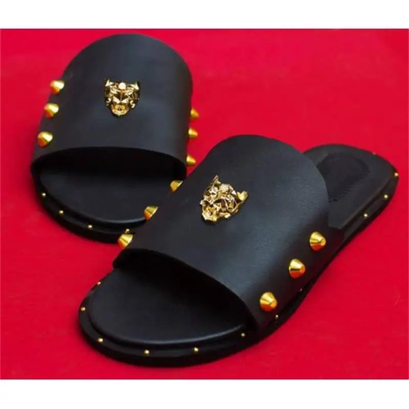 Sandals Men Shoes PU Solid Color Fashion Casual Beach Pool D