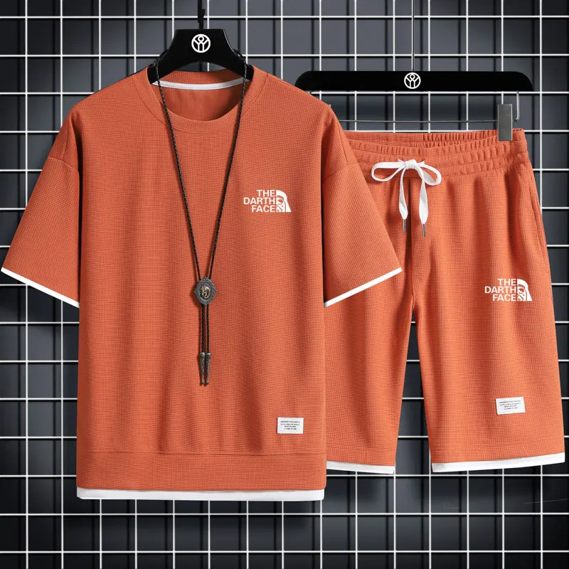 2023 Sports Brand Men's T-shirt Set Fashion Sportswear Men's Loose Clothing T-shirt Shorts Set Casual