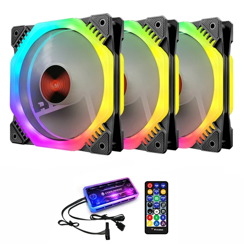 

COOLMOON Pc Case Fan Adjust ARGB Cooling Fan 120Mm Quiet IR Remote Computer Cooler Cooling RGB Case Fan CPU Ventilador AURA SYNC