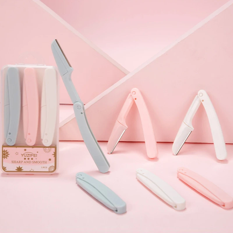 

Sdotter 1/2/3PCS Eyebrow Trimmer Portable Washable Eyebrow Trimmer Face Razor New Foldable Hair Remover Set Women Beauty Makeup