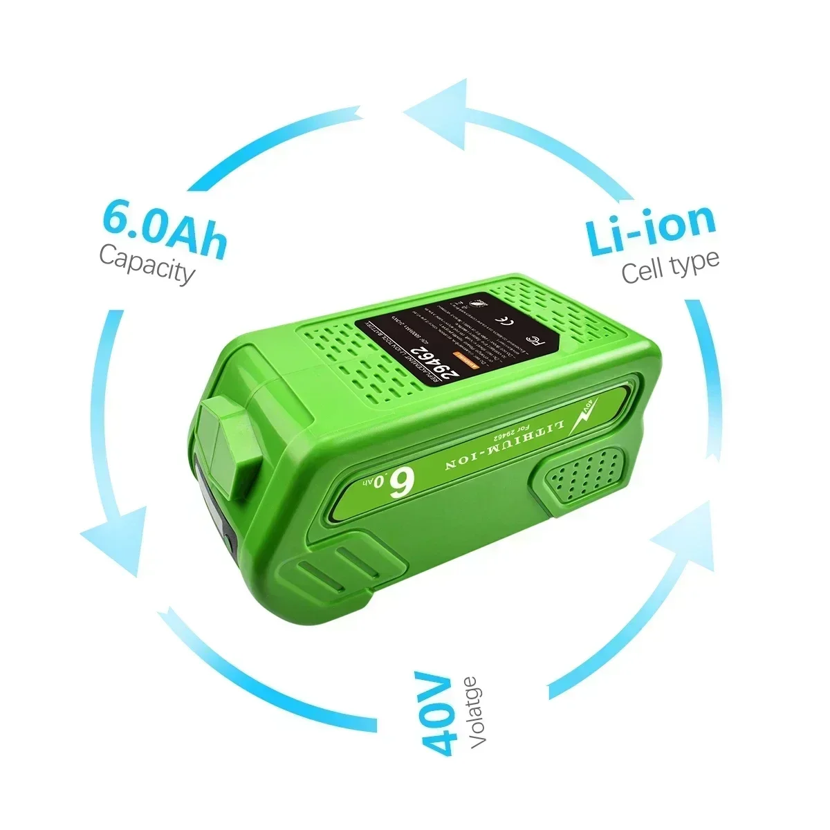 40 В 18650 литий-ионная аккумуляторная батарея 6000 мАч для GreenWorks 29462 29472 29282 G-MAX GMAX