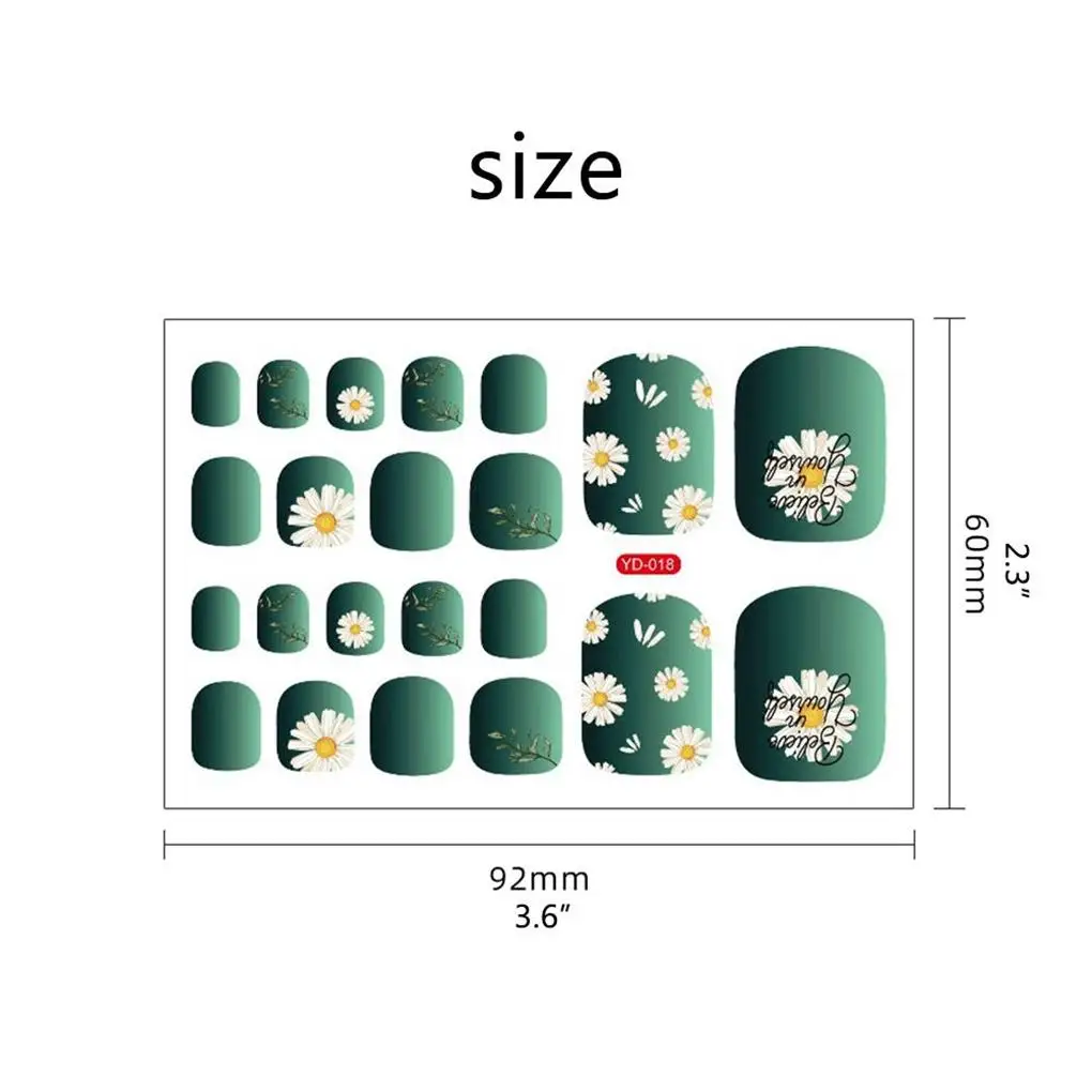 Наклейка для ногтей на пальцах ног с цветами Освежающая цветная самоклеящаяся