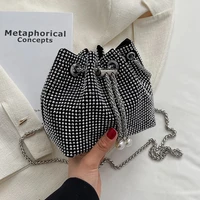 bright diamond shoulder crossbody messenger bag 2022 luxury fashion designer womens mini chain bucket drawstring handbags purse