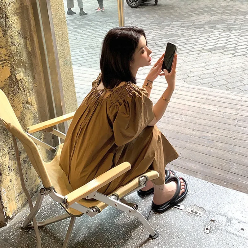 Модное платье для беременных свободное летнее с квадратным вырезом ретро