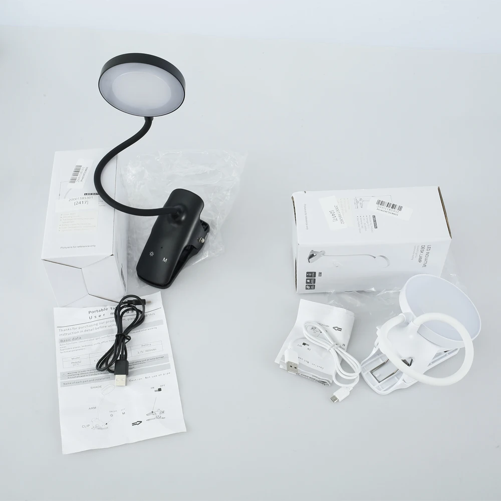 

Reading Light Clip on LED Book Light 1800mAh Rechargeable Desk Lamp Eye Care Reading Lamp w/ 5 Brightness Levels and 5 Color