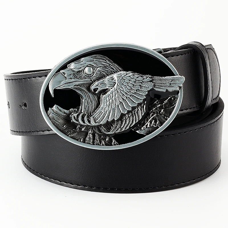 Flying Hawk Fashion Men Belt Eagle Metal Buckle Raptor Design