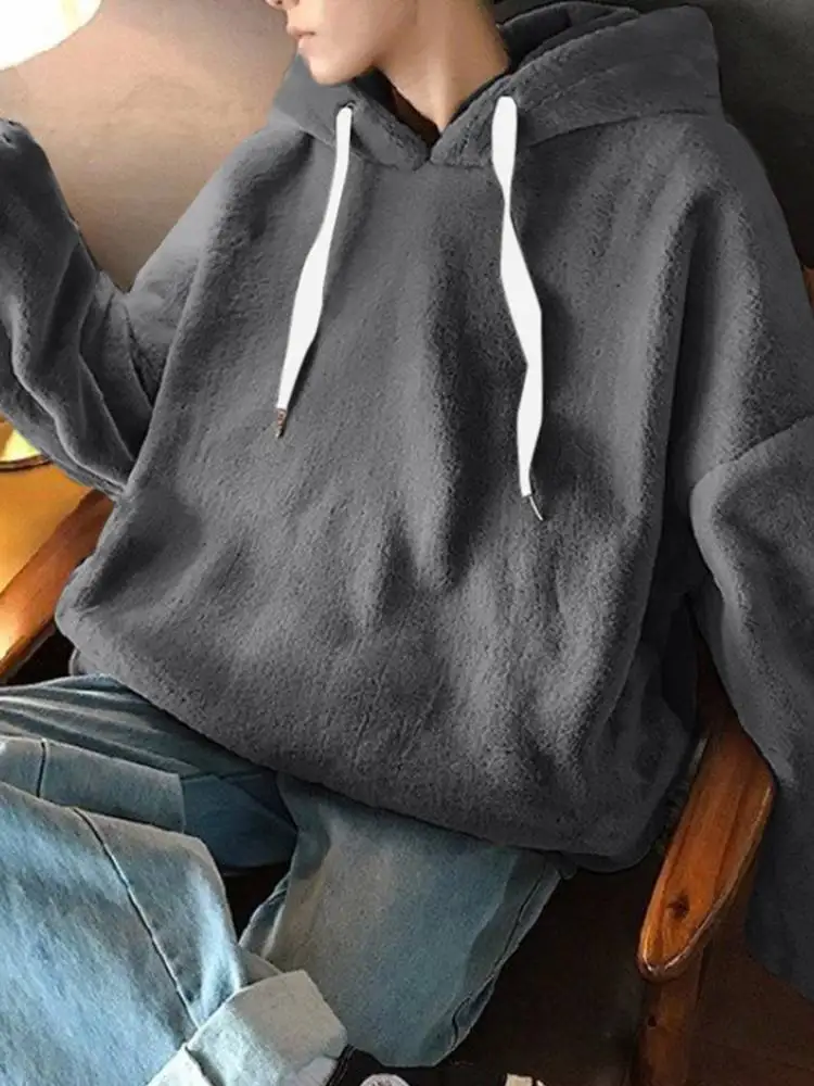 

ZANZEA Harajuku Women Sweatshirs Hoodies 2022 Spring Long Sleeve Tops Wears Casual Solid Loose Baggy Oversized Hooded Pullovers