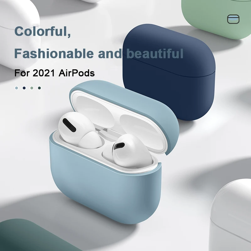 

Официальный Мягкий чехол из жидкого силикона для AirPods 3 2021 беспроводная версия Bluetooth чехол для Apple airpod 3 мягкий чехол