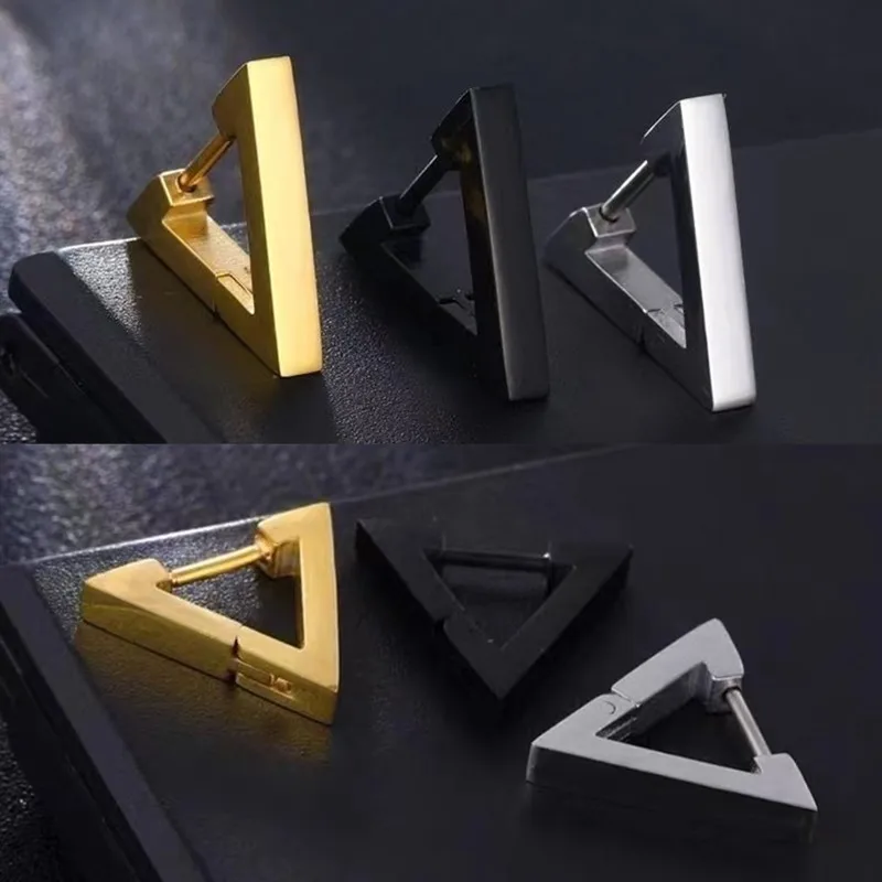 

1 Pair Fashion Geometric Hoop Earrings Men Stainless Steel Silver/Gold/Black Colors Men Earrings Jewelry Piercing Ear Buckle