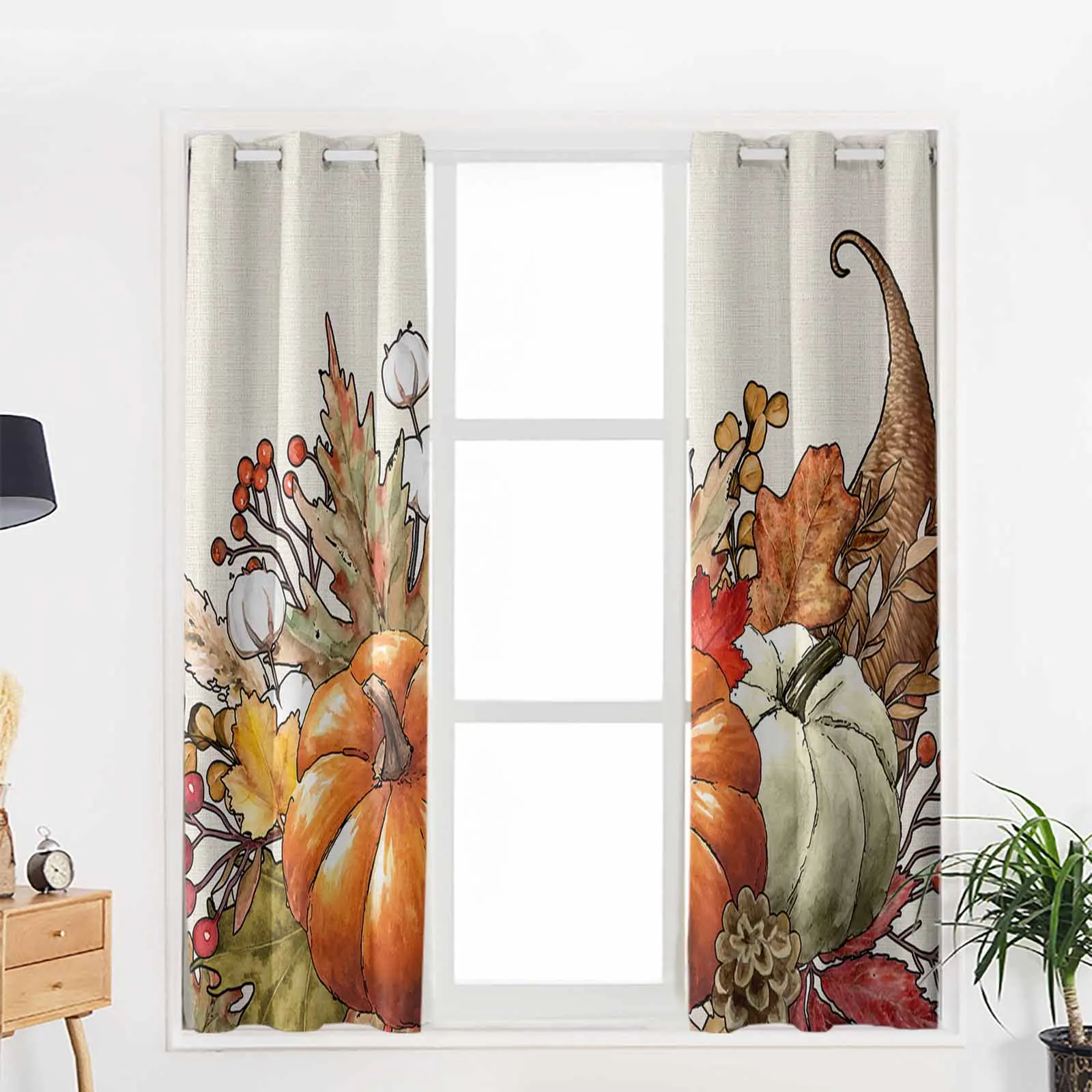 Осенние занавески с Тыквой и кленовыми листьями для гостиной декоративные шторы