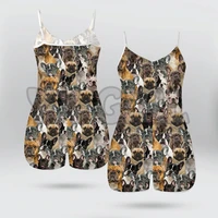 yx girla bunch of french bulldogs for ladies soft breathable 3d all over printed rompers summer womens bohemia clothes
