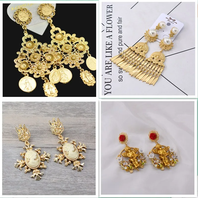 

Новый Подсолнух, европейский и американский подиум, мода, длинные кисточки крест, длинные серьги и серьги