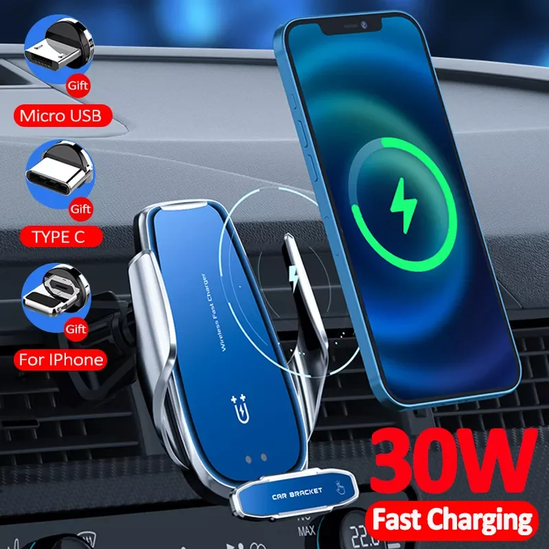 

New in Car Wireless Charger Automatic Clamping Car QI Fast Charging Mount Holder For iPhone 13 12 Pro Max 11 Mobile phone phone