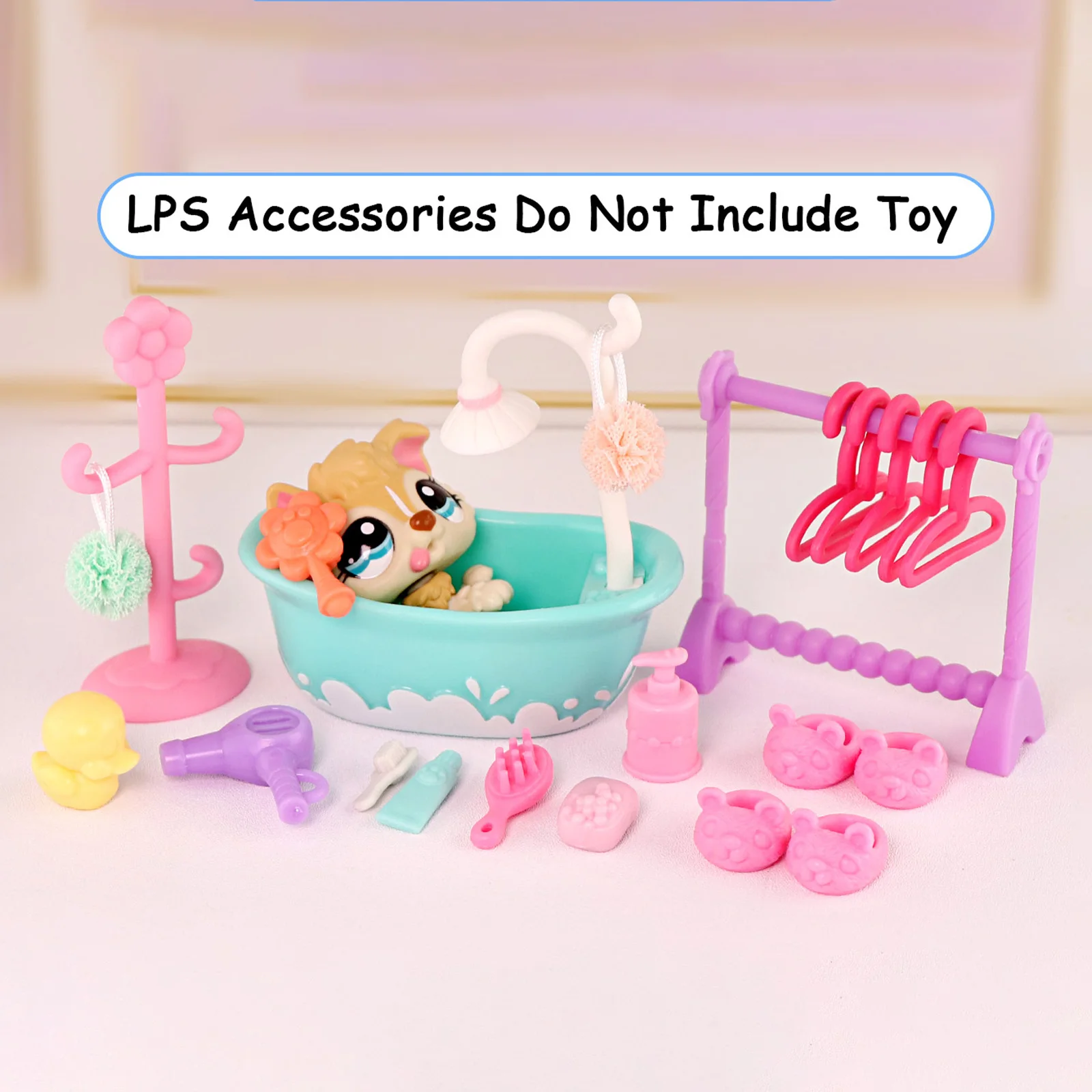 Фото Набор для купания и сушилка для фигурок животных Minilpsshop Pet Shop (аксессуары для LPS) №2