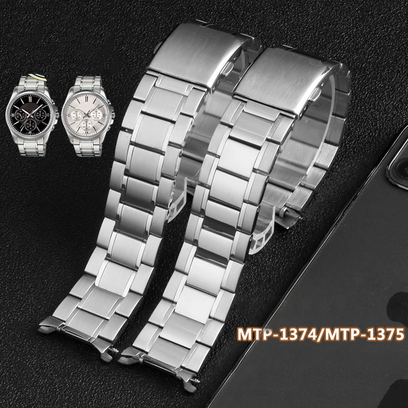 

22mm Curved End Stainless Steel Watchband for Casio Strap MDV-106 Bracelet MDV106 Swordfish MTP-1374 MTP-1375 Male Watch Band