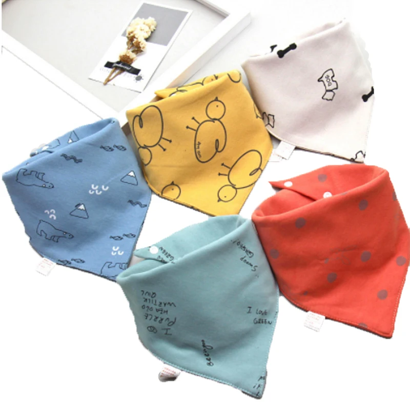 

4-5PCS Baby Triangle scarf Cotton Cartoon Child Baberos Bandana Bib Babador Dribble Bibs Newborn Slabber Absorbent Cloth Bib