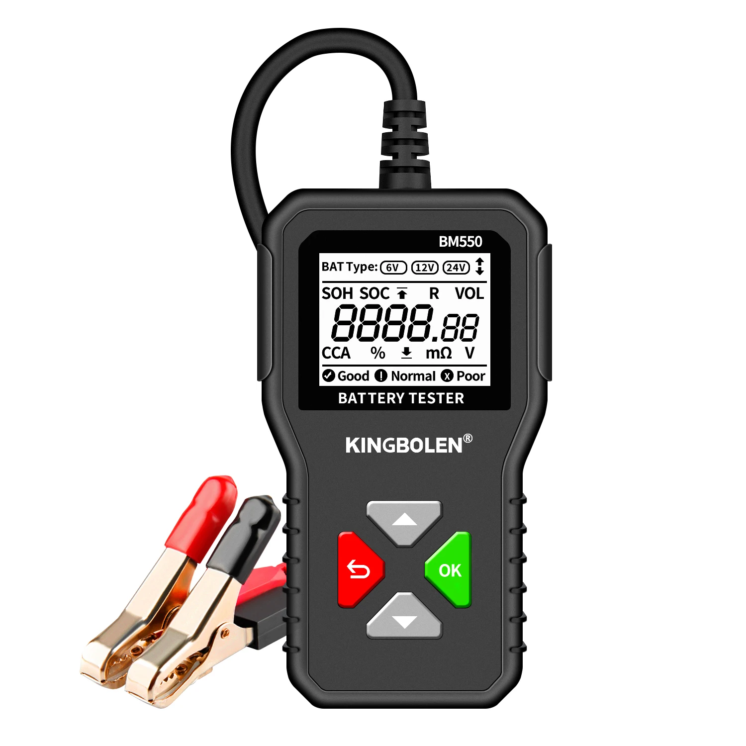 

KINGBOLEN BM550 тестер автомобильного аккумулятора 6 в 12 В 24 в 100 до 2000CCA Cranking зарядка Circut анализатор емкость аккумулятора Тестер инструменты