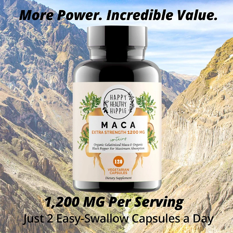 

Organic Maca Root Powder Capsules, Powerful Natural Energy Sourced From Peru - Boosts Passionate Performance for Men & Women