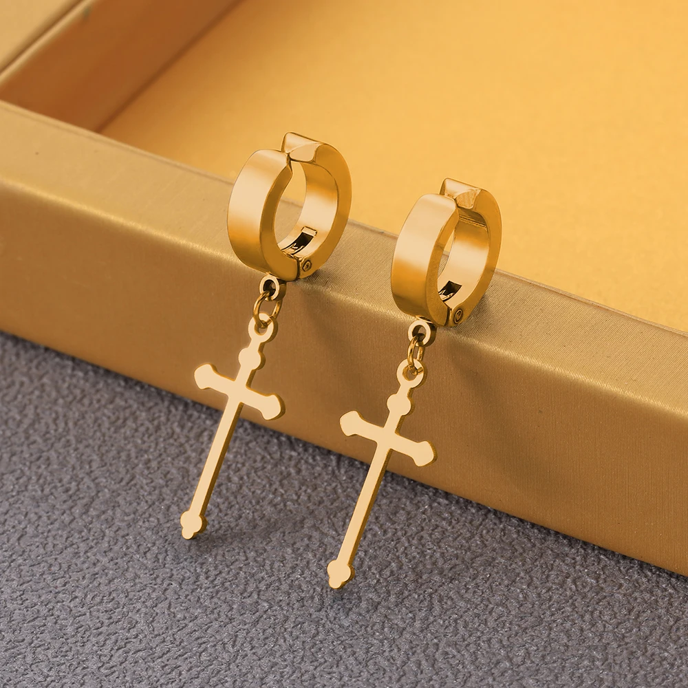 Новинка 2023, серьги-гвоздики из титановой стали с пряжкой, гипоаллергенные серьги, готические серьги для мужчин, аксессуары для женщин