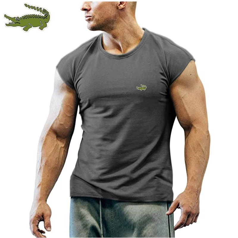 

Новая футболка CARTELO для бодибилдинга, Мужская однотонная повседневная спортивная рубашка без рукавов с круглым вырезом, мужские топы для тренировок и фитнеса с вентиляцией