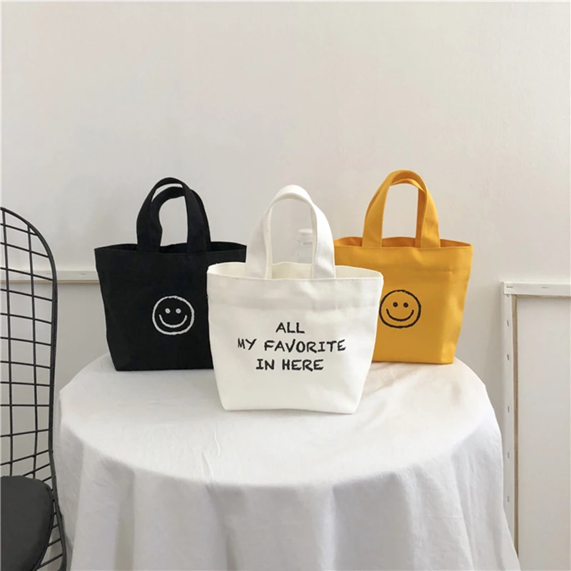 

1 Pc Korean Style Smile Face Mini Shopping Bag For Women Fashion Mobile Phone Bag Lady Purse Small Casual Handbag