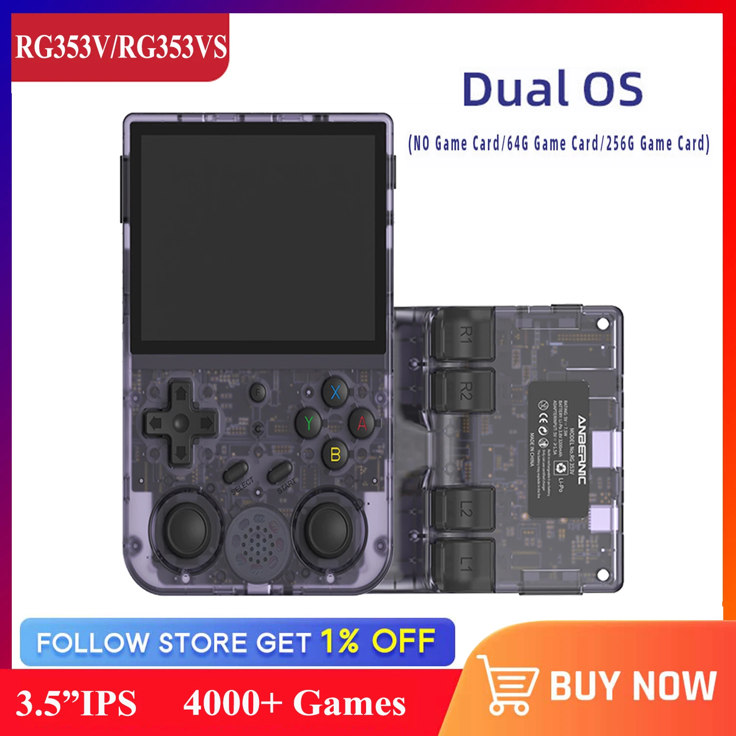 

ANBERNIC RG353V RG353VS Retro Games Console RK3566 3.5INCH 640*480 Portable Handheld Game Emulator LINUX Android 11 Dual System