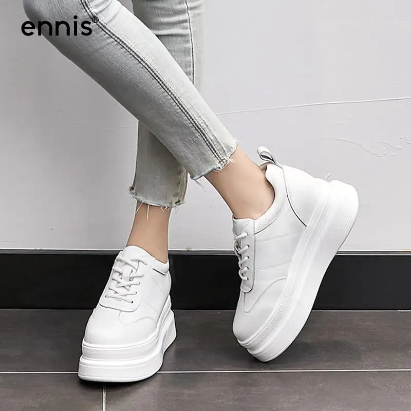 Женские кожаные кроссовки ENNIS Белые Повседневные туфли из натуральной кожи на