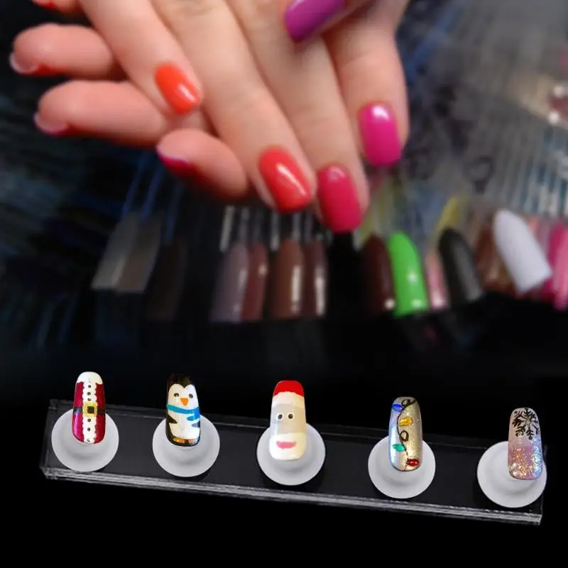 1 set magnetic nail holder practice display stand acrylic crystal showing shelf nail art tool 4 colors nail polish display stand free global shipping
