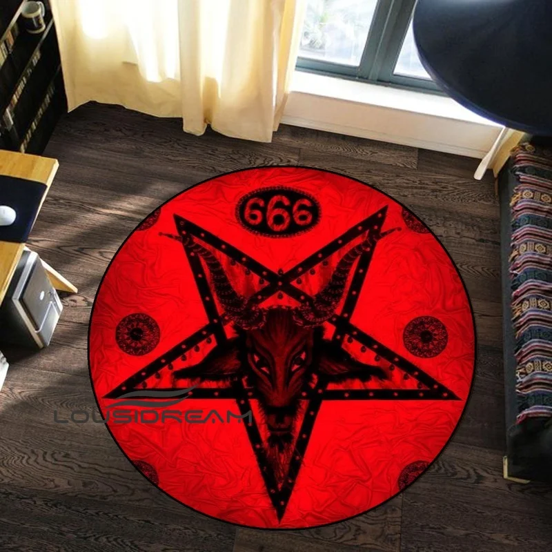 

Black Skull Satan Goat Inverted Pentagram Wings Demon Edition Area Carpet Home Living Room Bedroom Chair Sofa Non-Slip Carpet