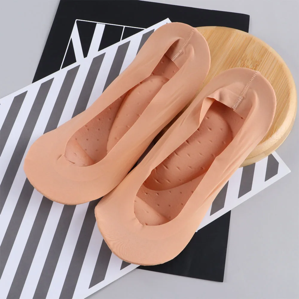 1 Pair Foot Massage Women Summer Socks Arch Support 3D Socks Health Care Silica Gel Pads Invisible Ice Silk Boat Hosiery
