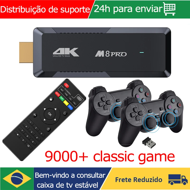 

M8 Pro Android 12.0 TV Box 2 in1 Retro Game Console Box TV Stick Dongle 4K Ultra HD Wifi 2.4&5G 1G 8G Media player 2023 Gift