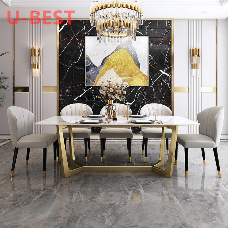

U-BEST Postmodern Design Marble Dining Tables Household Small Living Room Simple Modern Luxury Rock Plate Dining Furniture