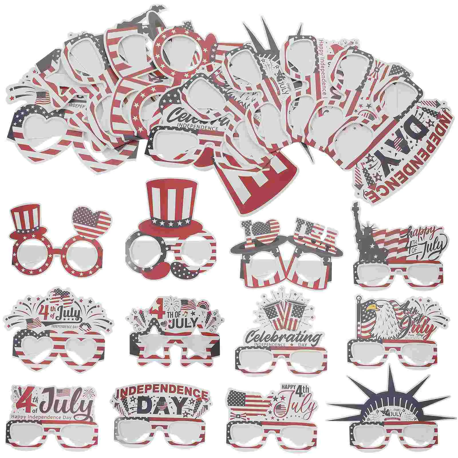 

24 Pcs Independence Day Kids Glasses Patriotic Eyeglasses Props Party Supplies 4th July Paper Child American Element