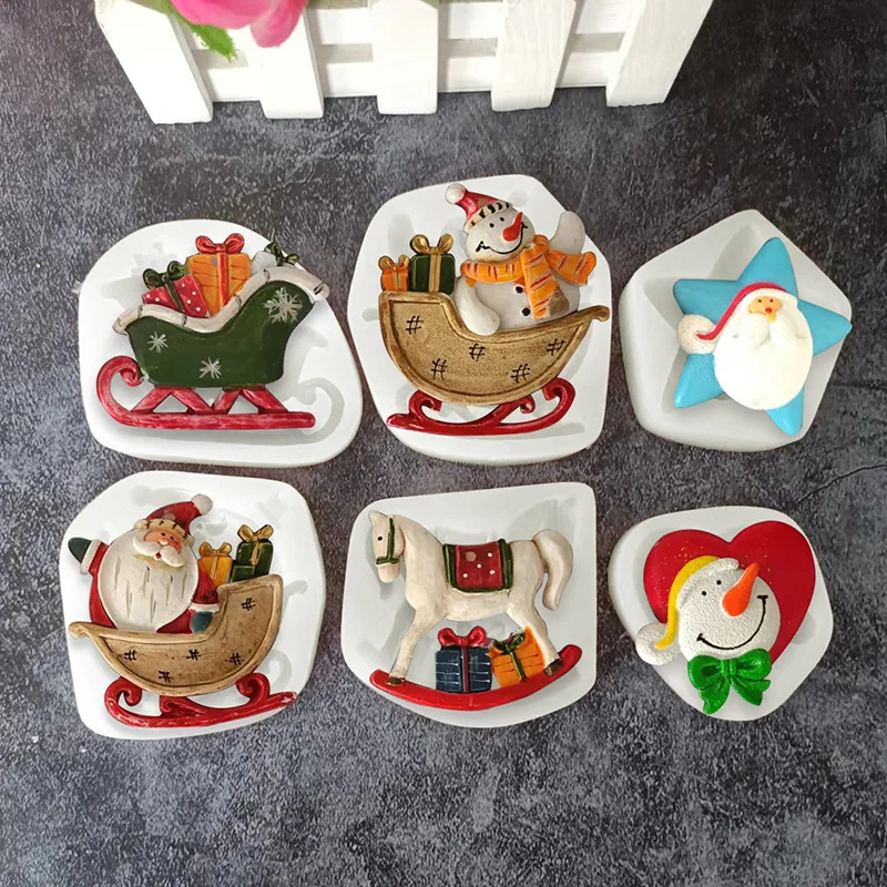 

Christmas Snowman Santa Trojan Fondant Molds Cake Chocolate Silicone Mold Cake Decorating Tools Baking Accessories