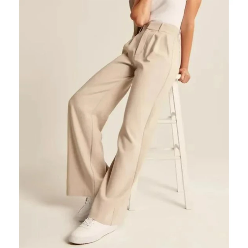 Commuting Drape Slim Pockets High-waisted Wide-leg Pants Worn Belts Wide-leg Pants Women
