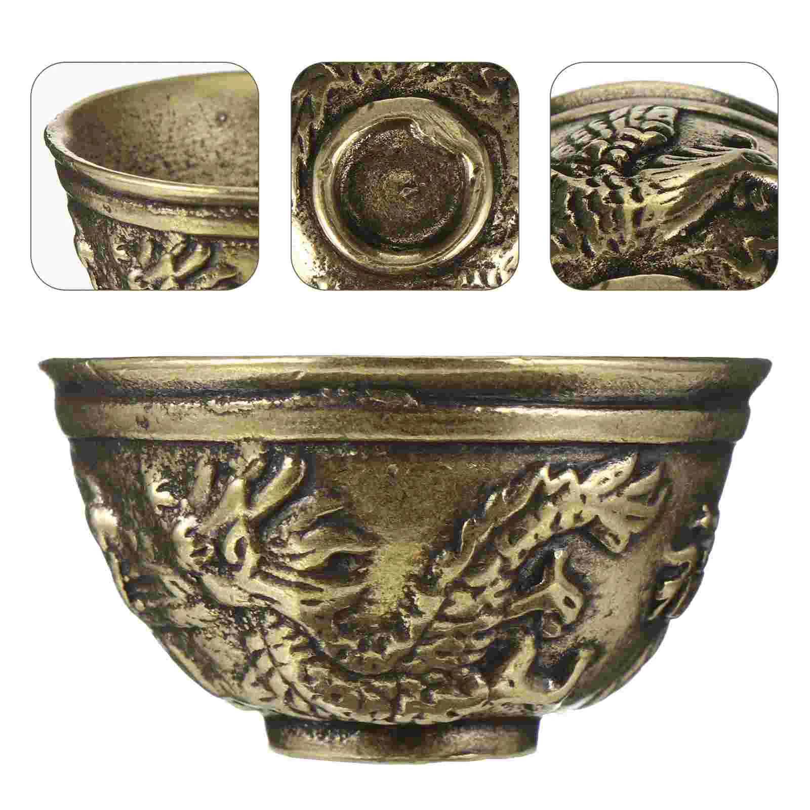 

Desk Topper Prosperity Statue Bowl Desktop Decor Holy Water Vintage Brass Decorative Tableware Ornaments