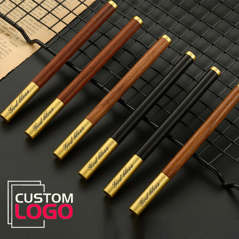 

New High Quality Brass Sandalwood Wood Gel Pen Personalized Custom Logo Engrave Names Ebony Rosewood Pens Business Advertisement