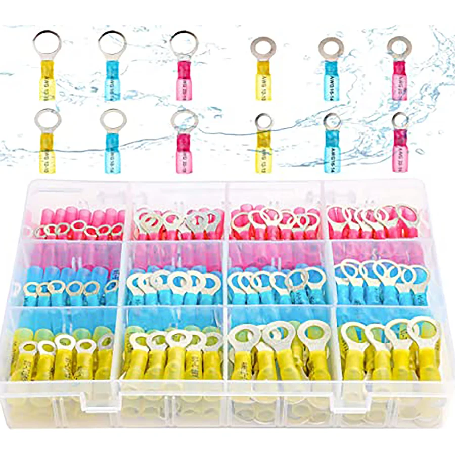 

Обжимные изолированные стыковые соединители морского типа для термоусадочных проводов, набор электрических соединителей из луженой красн...