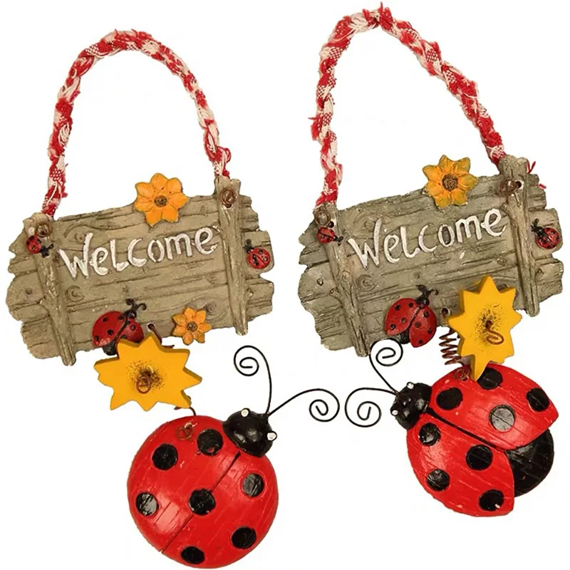 

Cute Ladybug Doorplate Sign Practical Wreath Welcome Sign Decor Garden Patio Ladybug Decor Party Welcome Board Entrance Sign